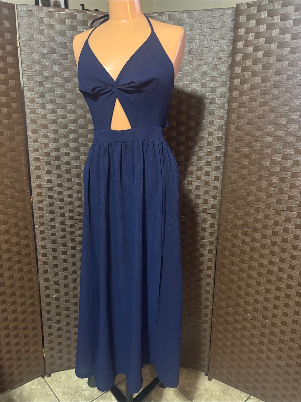 Navy Halter Cutout Maxi Dress - Brand Unspecified